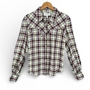 Shyanne Long Sleeve Plaid Button‑Down Flannel Shirt Size Small Western